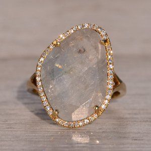 Gray Sapphire and Natural Diamond Halo Ring